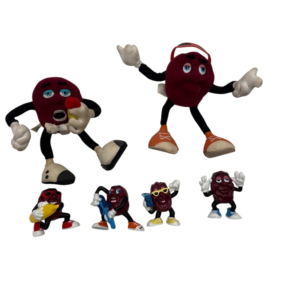 California Raisins Vintage 1988 Applause Plush + PVC Figure Lot Set of 9